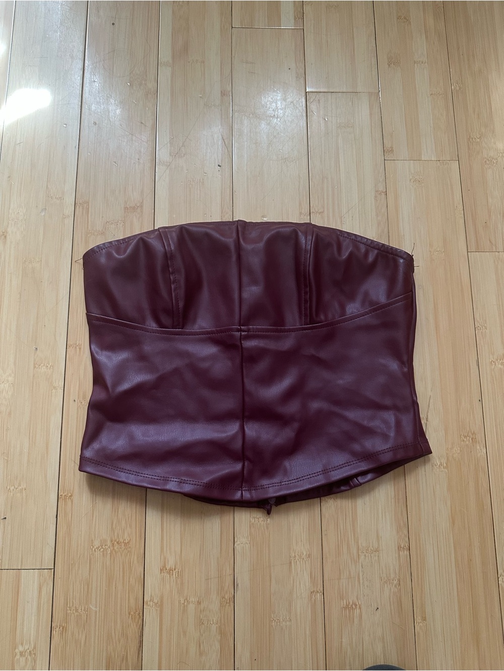 Missguided Burgundy Faux Leather Bustier